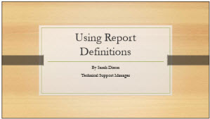 Using Report Definitions Thumbnail